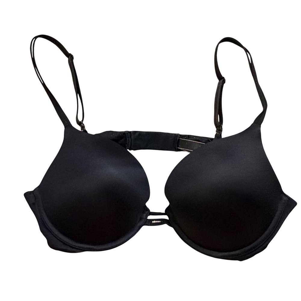Victorias Secret‎ Black Push Up Bra Rhinestone Detail Underwire 36B